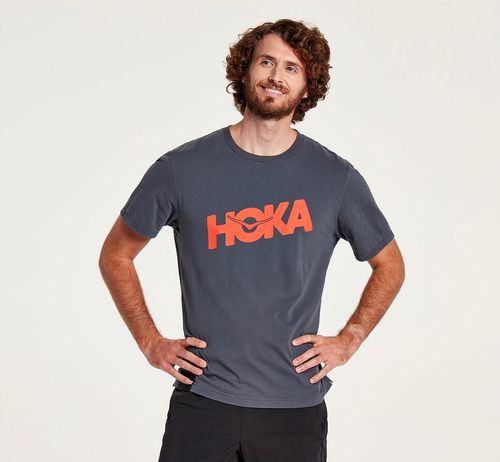 Hoka One One Herre Brand T-skjorte Tops Ombre Blå Norge-69GQM